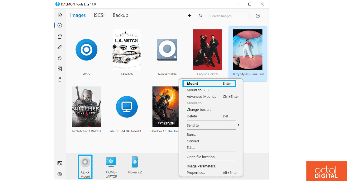 how to open bin file daemon tool method